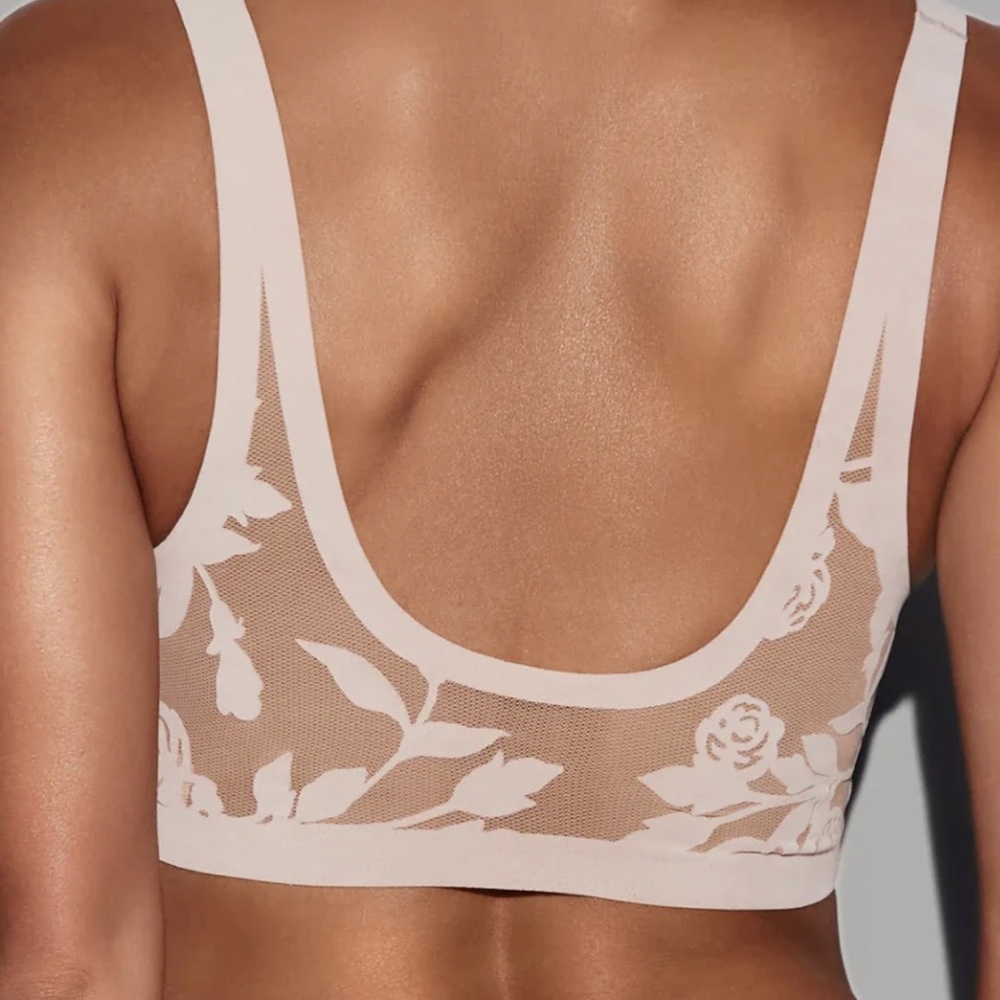 Women’s Lace Plunge Bralette - White & Nude - Picture 3 of 6